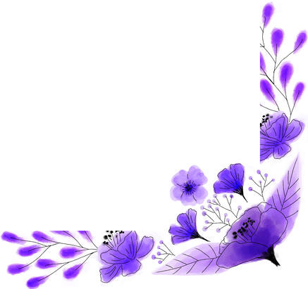 Monochromatic Watercolor Purple Lower Right Corner Flower Border